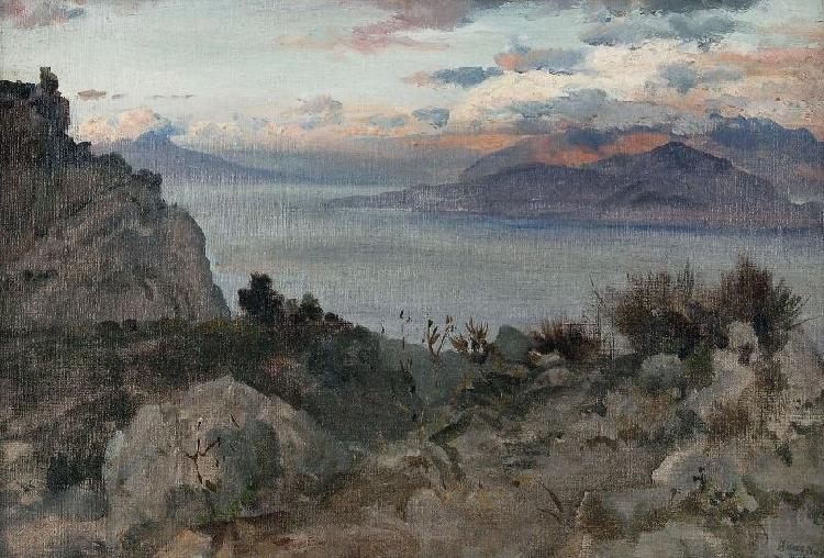Albert Hertel Mediterrane Kustenlandschaft oil painting picture